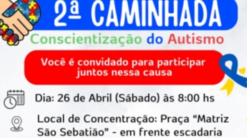 Segunda Caminhada de Conscientização do Autismo sábado (26) em Piraju