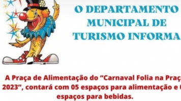 Espaços na Praça de Alimentação do Carnaval Folia na Praça