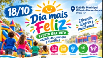 Dia Mais Feliz será no domingo 18/10