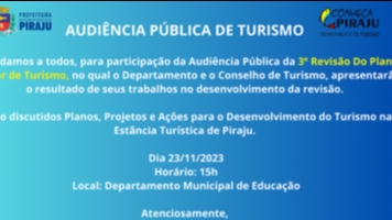 AUDIÊNCIA PÚBLICA PARA O PLANO DIRETOR DE TURISMO