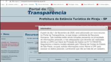 Portal transparência da Prefeitura de Piraju terá novidade a partir de 1 de novembro