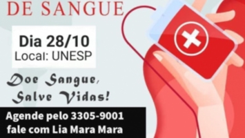 Campanha de Doação de Sangue dia 28 de outubro